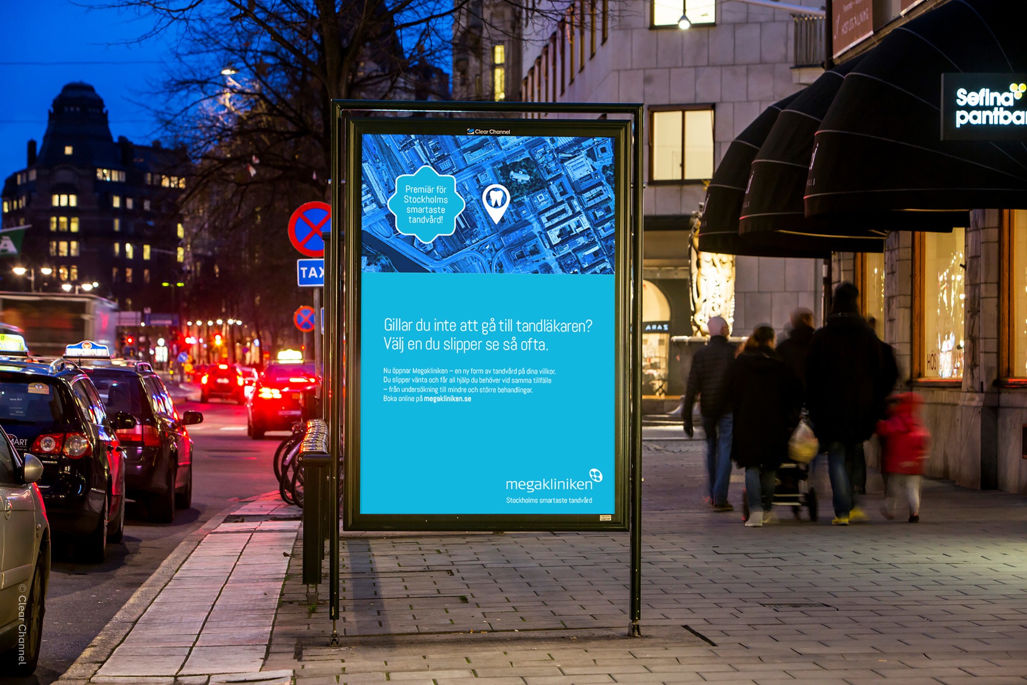 Megakliniken Adshel Reklampelare för Megakliniken